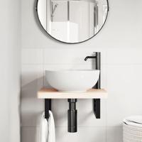 Wandbeugels voor wasbak 2 st rechthoekig staal zwart - thumbnail