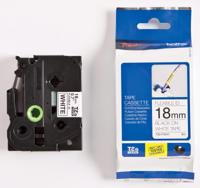 Brother TZe flexibele gelamineerde tape voor P-Touch 18 mm, zwart op wit - thumbnail