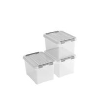 Curver Handy+ Opbergbox - 20L - 3 stuks - Transparant met deksel - thumbnail
