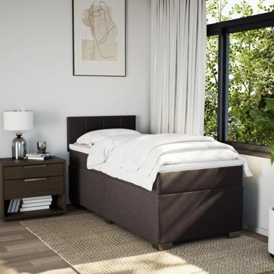 Boxspring met matras stof donkerbruin 140x200 cm - thumbnail