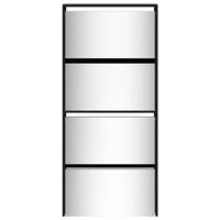 Schoenenkast met spiegel 4-laags 63x17x134 cm zwart - thumbnail