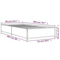 Bedframe bewerkt hout en metaal grijs sonoma eiken 90x200 cm - thumbnail
