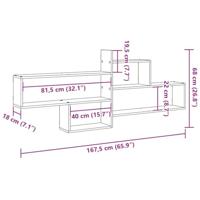 Wandschap 167,5x18x68 cm bewerkt hout oud houtkleurig - thumbnail