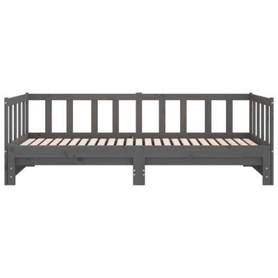 Slaapbank uitschuifbaar massief grenenhout grijs 2x(90x190) cm