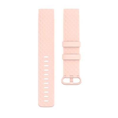 Fitbit Charge 3 & 4 siliconen diamant pattern bandje - Maat: Small - licht roze