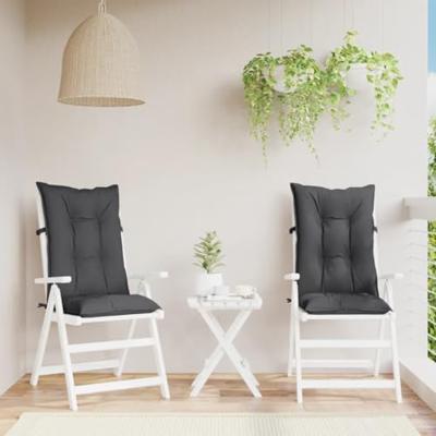 Stoelkussens 2 st hoge rug 120x50x7 cm stof gemêleerd antraciet