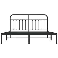 Bedframe met hoofdbord metaal zwart 183x213 cm - thumbnail