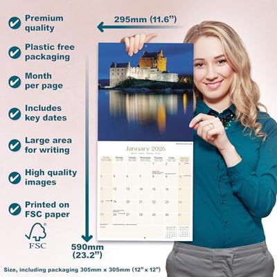 Scotland Calendar 2026 Square Travel Wall Calendar - 16 Month