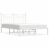 Bedframe met hoofdbord metaal wit 140x200 cm - thumbnail
