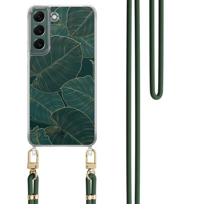 Samsung Galaxy S22 Plus hoesje met groen koord - Monstera leaves