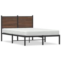 Bedframe met hoofdbord metaal bruin eikenkleurig 120x190 cm - thumbnail