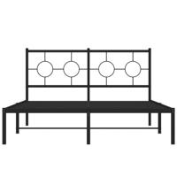 Bedframe met hoofdbord metaal zwart 135x190 cm - thumbnail