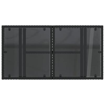 Tuintafel met glazen blad 100x55x73 cm poly rattan zwart