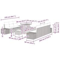 Tuinbankenset met kussen 10 pcs Beige poly rattan - thumbnail