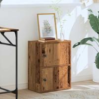 Boekenkast 40x24x52 cm bewerkt hout oud houtkleurig - thumbnail