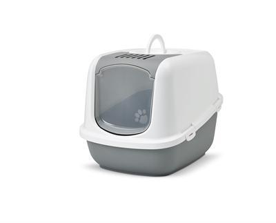 SAVIC Nestor Jumbo Wit-Grijs - gesloten kattenbak - 66,5x48,5x46,5 cm - 1 st.