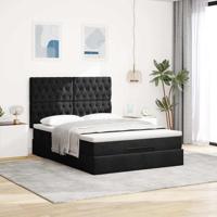 Ottoman bed met matrassen en LED's 140x190cm fluweel zwart - thumbnail
