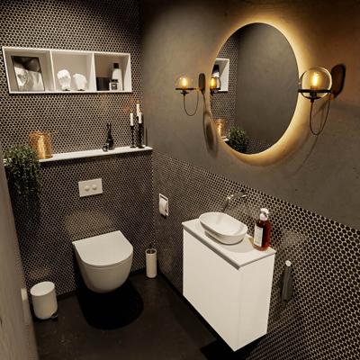 MONDIAZ FOWY toiletmeubel 50cm kleur talc. Waskom positie midden kleur talc | talc. Zonder kraangat