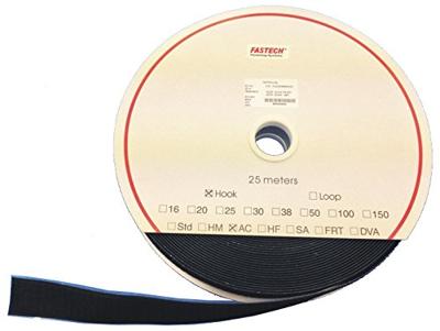 FASTECH® T0202599990225 Klittenband Om vast te plakken Acrylaat Lusdeel (l x b) 25000 mm x 25 mm Zwart 25 m