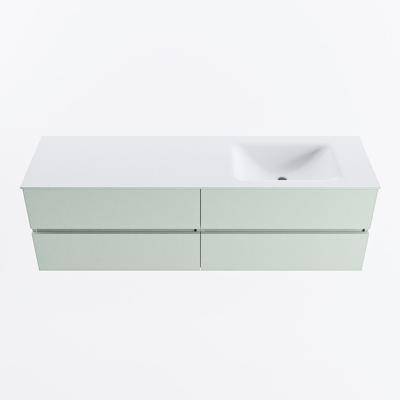 MONDIAZ VICA 160cm badmeubel onderkast Greey 4 lades. Wastafel CLOUD rechts zonder kraangat, kleur Talc.