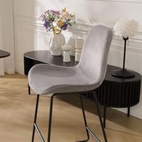 Nolon Nino-Fé Barkruk Grijs - Velvet - Zwart Onderstel - 75 cm - thumbnail