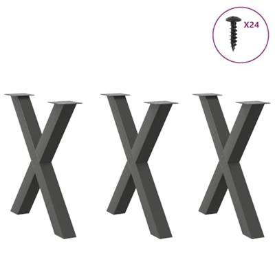 Eettafelpoten 3 st X-vormig 70x(72-73) cm staal antraciet