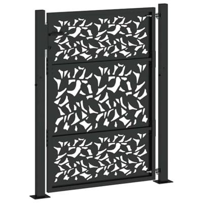 Poort met bladontwerp 105x130 cm staal zwart