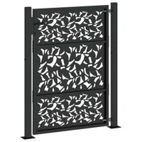Poort met bladontwerp 105x130 cm staal zwart - thumbnail