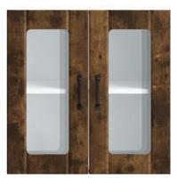 Keukenbovenkast met glazen deur Lucca bewerkt hout gerookt eikenkleur - thumbnail