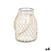 Kaarshouder Gift Decor Wit Transparant Glas Touw 20 x 30 cm 22 x 30 x 20 cm Tin (4 Stuks) - thumbnail