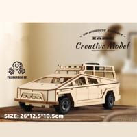 Terreinwagen met Pull-Back Mechanisme Houten DIY Modelbouw - thumbnail
