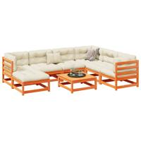8-delige Loungeset massief grenenhout wasbruin - thumbnail