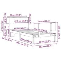 Bed met boekenkast zonder matras massief grenenhout 90x190 cm - thumbnail