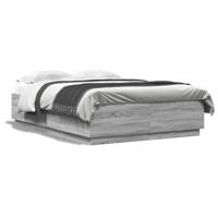 Bedframe met LED-verlichting grijs sonoma eiken 135x190 cm - thumbnail
