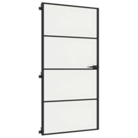 Binnendeur smal 102,5x201,5 cm gehard glas en aluminium zwart - thumbnail