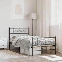 Bedframe met hoofd- en voeteneinde metaal zwart 75x190 cm - thumbnail