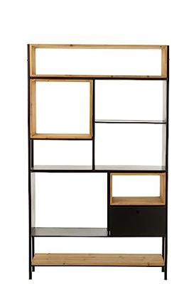 J-Line kast Tina - hout|ijzer - zwart|naturel - large