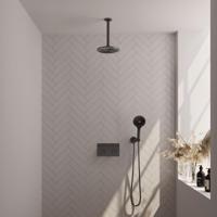 Brauer Gunmetal Carving Thermostatische Regendoucheset Inbouw - Hoofddouche 20 cm - Met Drukknoppen - Handdouche 3 Standen - Doucheslang - Wandaansluitbocht - Gunmetal - thumbnail