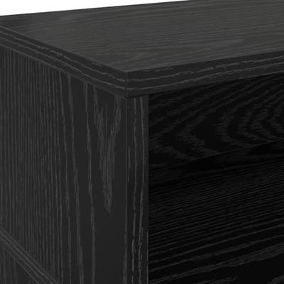 Bureau met plank Zwart eiken 130 x 130 x 91 cm Bewerkt hout