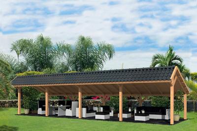 Tuindeco Bergen XL Kapschuur type 9 1302x452 cm Lariks/Douglashout blank- Kapschuurdak- Onbehandeld lariks Douglas hout- Tuindeco Tuindeco Bergen XL Kapschuur type 9 1302x452 cm Lariks/Douglashout blank- Kapschuurdak- Onbehandeld lariks Douglas hout- Tuindeco