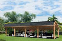 Tuindeco Bergen XL Kapschuur type 9 1302x452 cm Lariks/Douglashout blank- Kapschuurdak- Onbehandeld lariks Douglas hout- Tuindeco - thumbnail