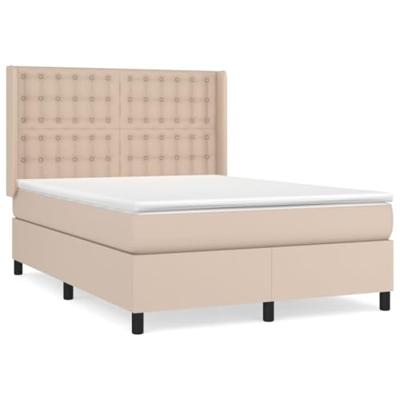 Boxspring met matras kunstleer cappuccinokleurig 140x200 cm