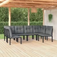 6-delige Loungeset poly rattan zwart en grijs - thumbnail