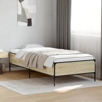 Bedframe bewerkt hout en metaal sonoma eikenkleurig 90x190 cm - thumbnail