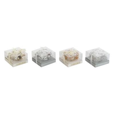 Kaars DKD Home Decor Gouden Zilverkleurig Kerstmis 10.5 x 10.5 x 7 cm 10,5 x 10,5 x 7 cm (4 Stuks)