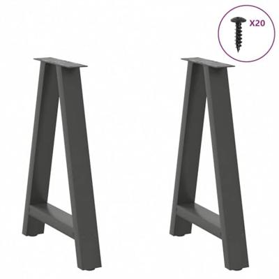 Eettafelpoten 2 st A-vormig 60x(72-73) cm staal antraciet