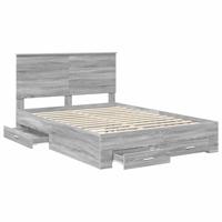Bedframe met hoofdeinde Grijs Sonoma 140 x 190 cm Bewerkt hout - thumbnail