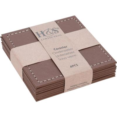 Home & Styling Onderzetterset kunstleer 4-delig 10x10cm