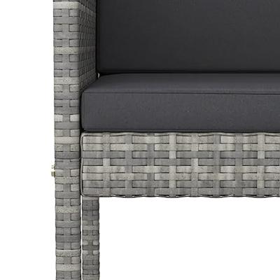 Barkrukken 4 st met kussens poly rattan grijs - thumbnail
