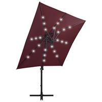 Zweefparasol met paal en LED-verlichting 250 cm bordeauxrood - thumbnail